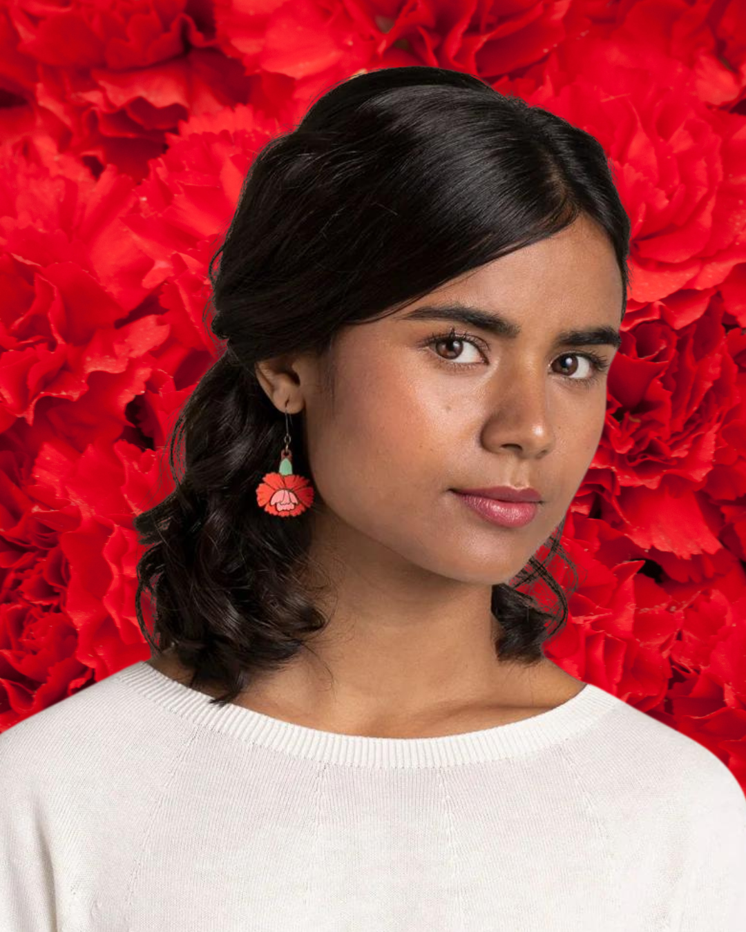 Red Carnation Earrings