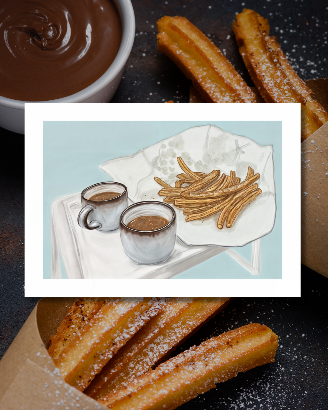 Lámina Churros con chocolate