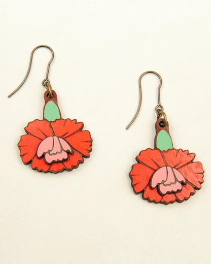 Red Carnation Earrings