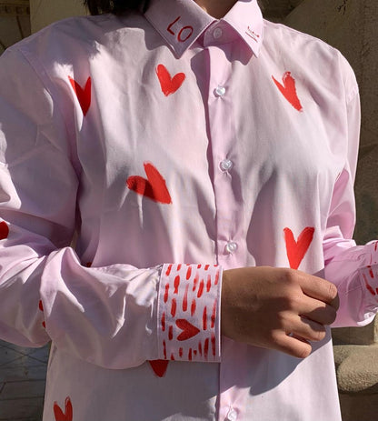 Hand Painted Shirt - Hearts (Size M)