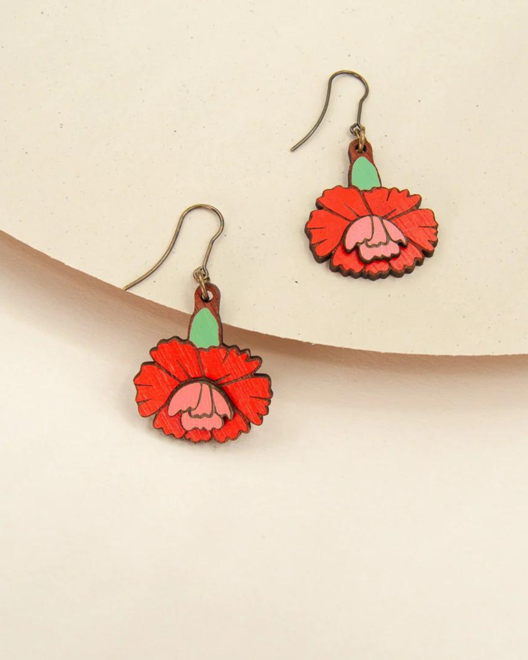 Red Carnation Earrings