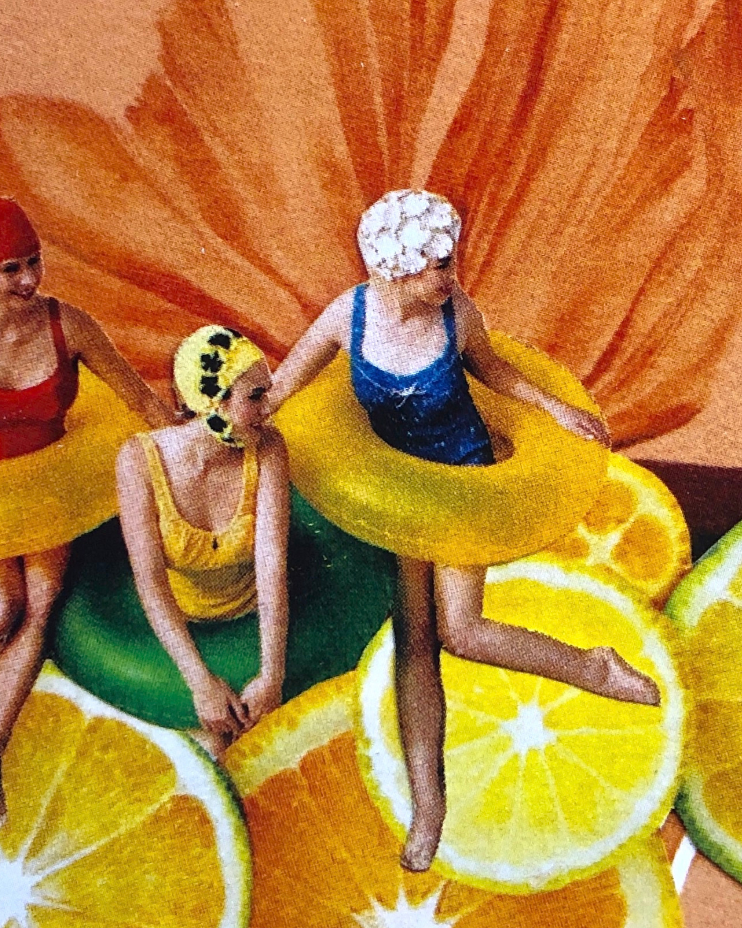 Postcard women bathing fruits