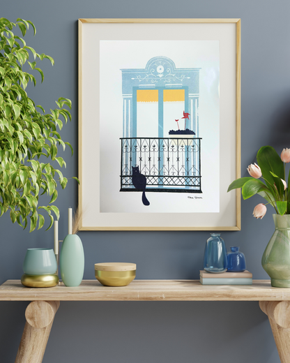 Balcony and cat print