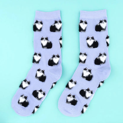 Lilac socks Black cats