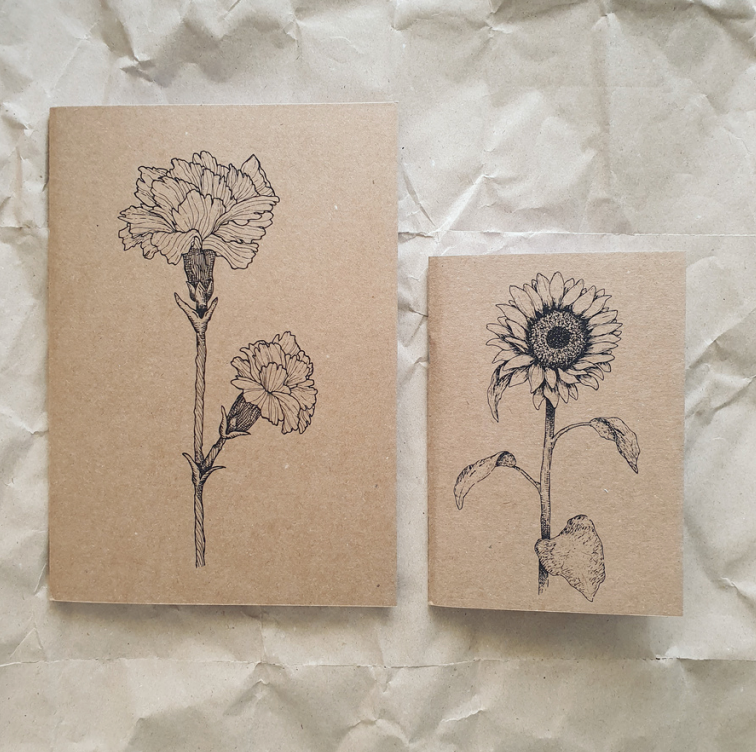 Botanical Carnation Notebook - A6 small