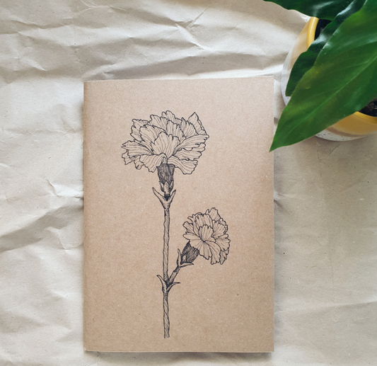 Botanical Carnation Notebook - A6 small