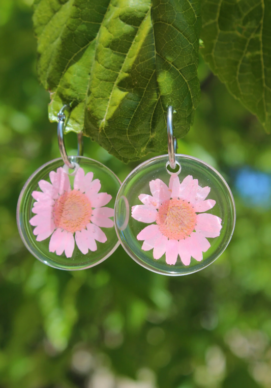 Yellow Encapsulated Daisies Earrings