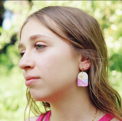 Black and white flower earrings