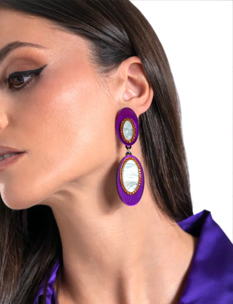 Pendientes Cleopatra Morado ovalado