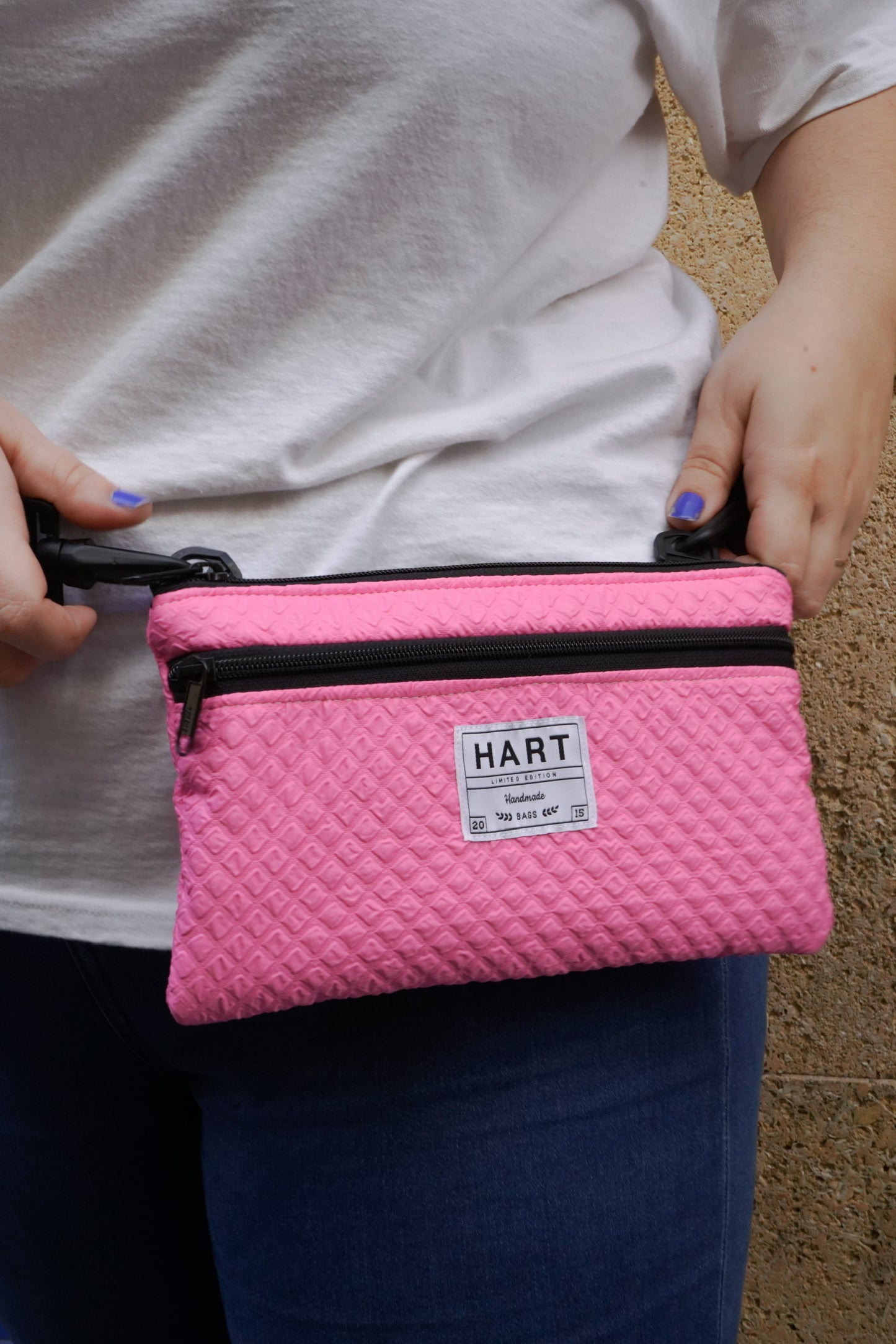 Basic Crossbody Fanny Pack - Textured Bubblegum Pink