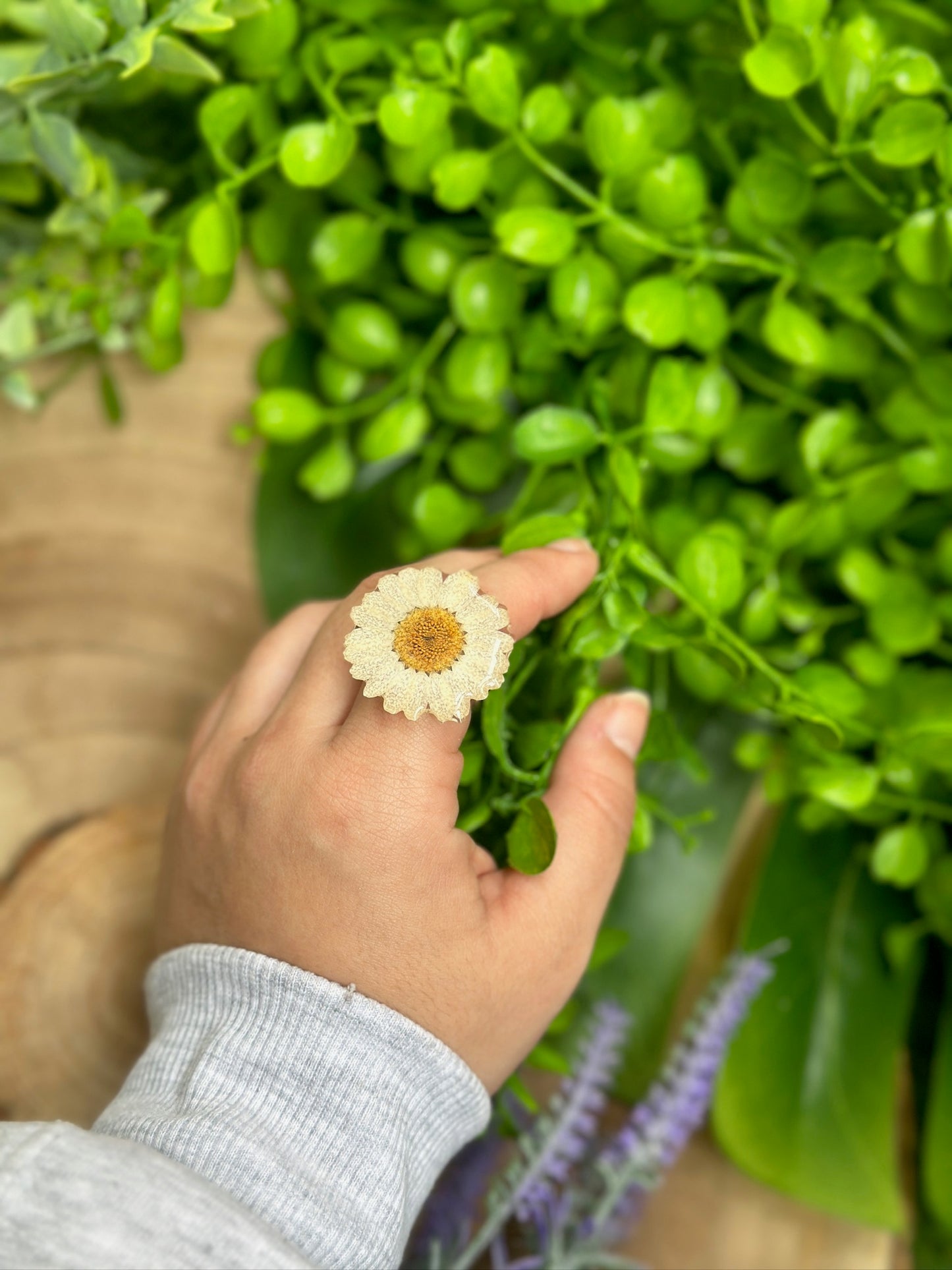 White Daisy Flower Ring