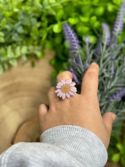 Lilac Daisy Flower Ring