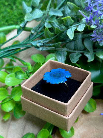 Blue Daisy Flower Ring