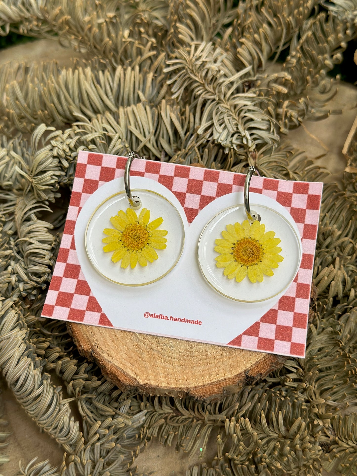 Yellow Encapsulated Daisies Earrings