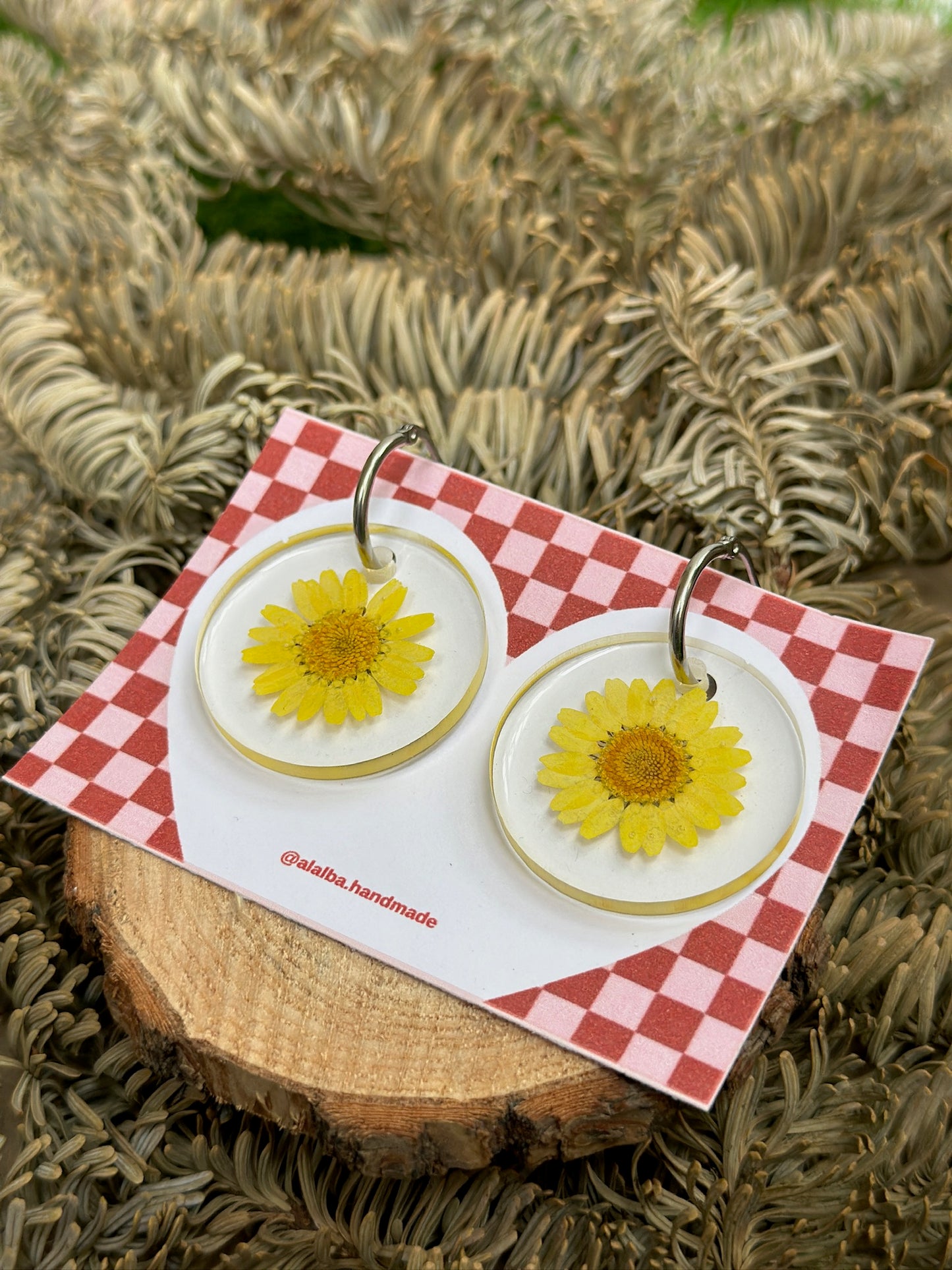 Yellow Encapsulated Daisies Earrings