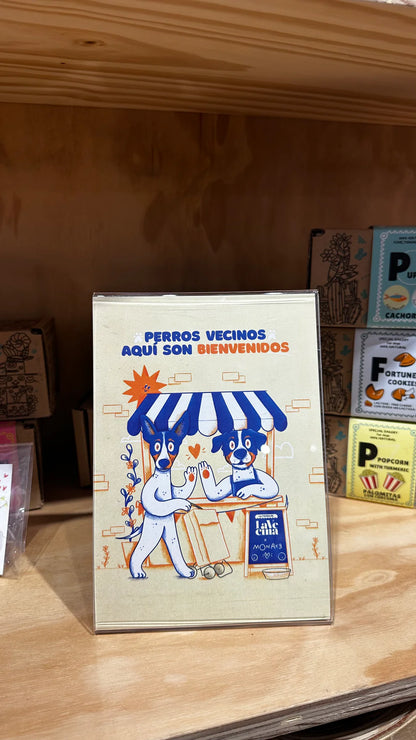 Pack "Perros vecinos bienvenidos" Lámina + Pegatina Comercios