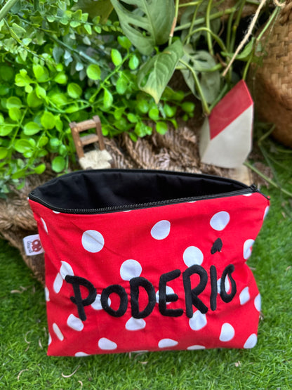 Toiletry bag Up to the pussy - Red black polka dots