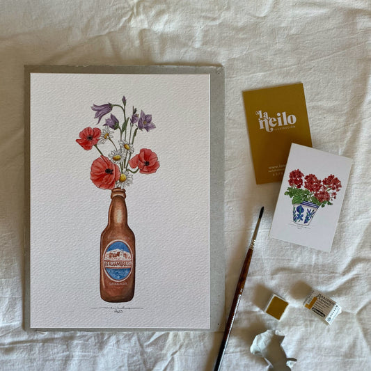 Alhambra Bottle Print with flowers