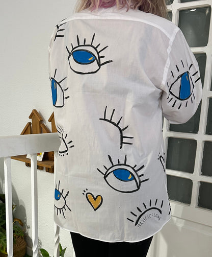 Camisa pintada a mano - Ojos (Talla M)