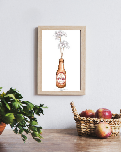 Victoria Bottle Print with Flowers