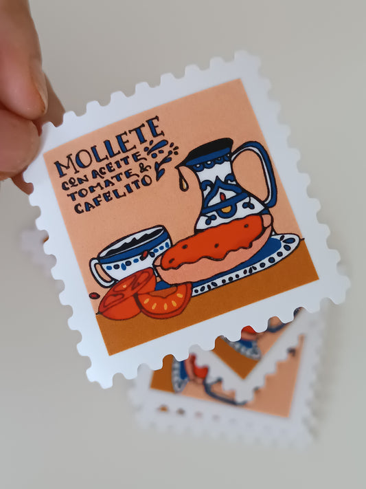 Mollete with oil, tomato and coffee Sticker