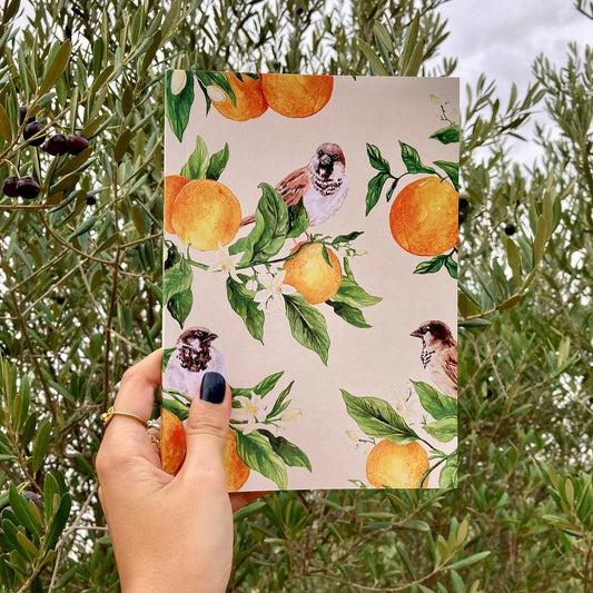 Libreta Pájaro y naranjos
