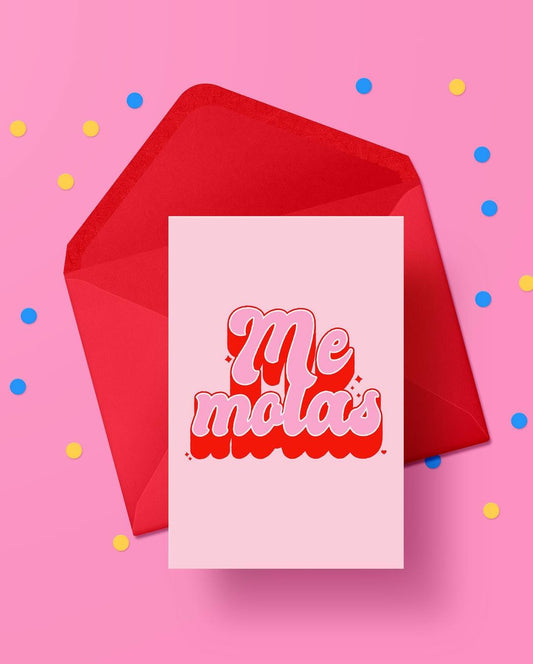 Postal Me molas - Fondo rosa