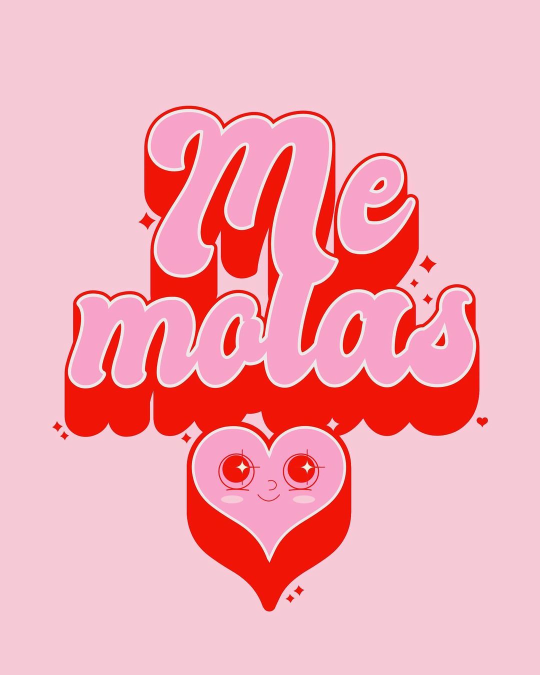 Postal Me molas - Fondo rosa