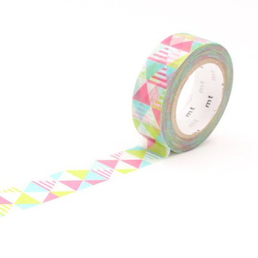 Washi Tape - Triángulos rosa, azul y verde