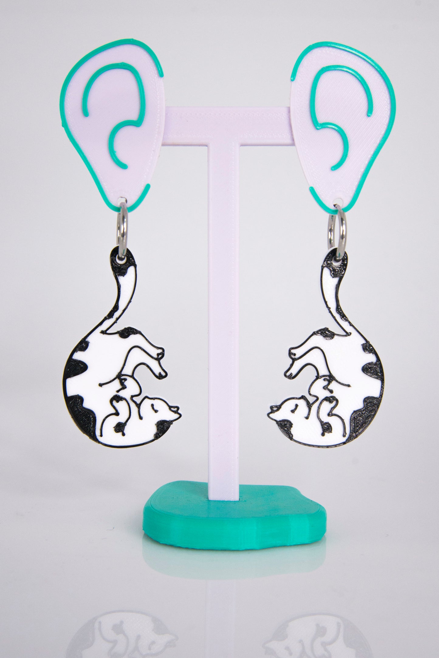 Pendientes Gato negro blanco 3D