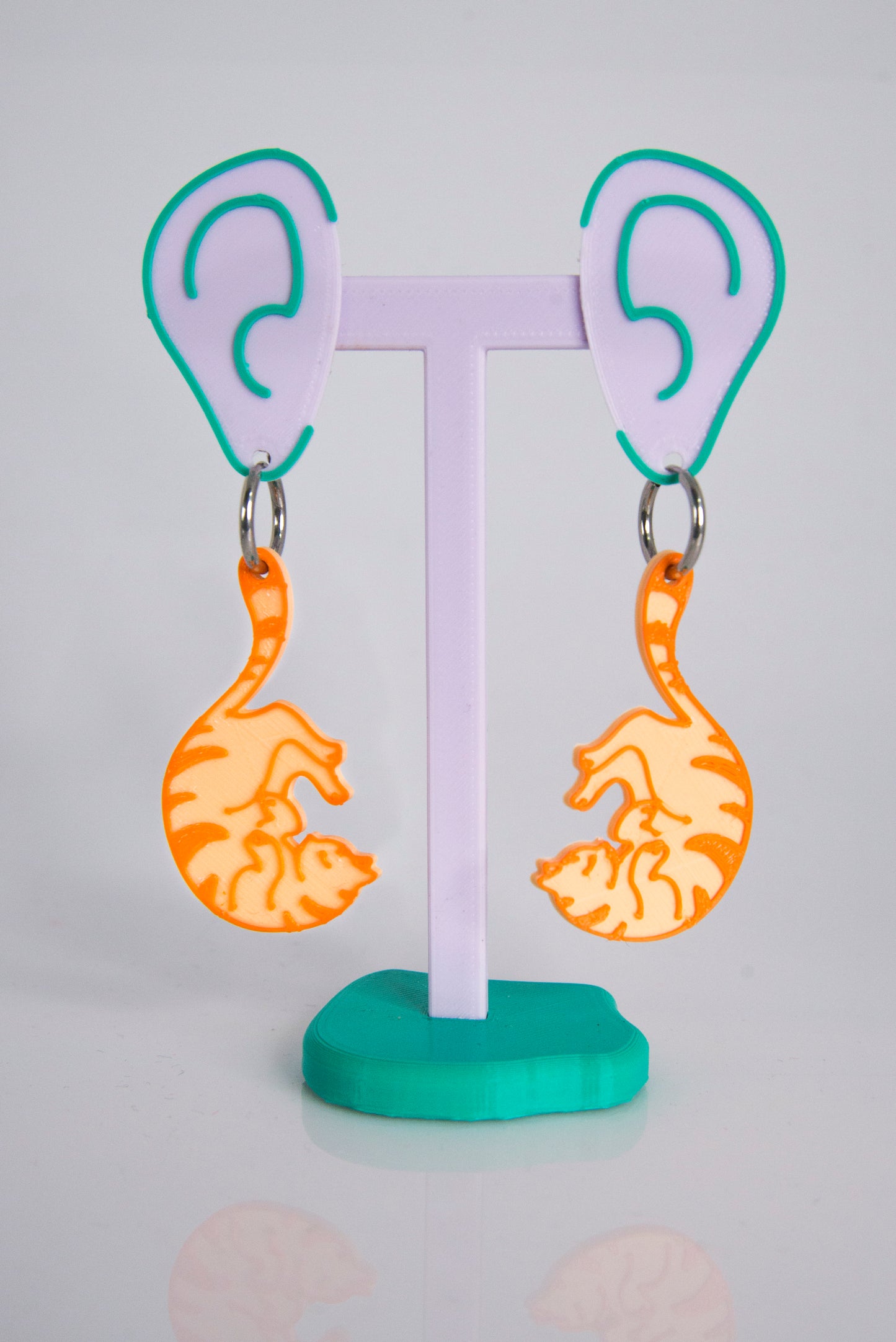 Pendientes Gato naranja 3D