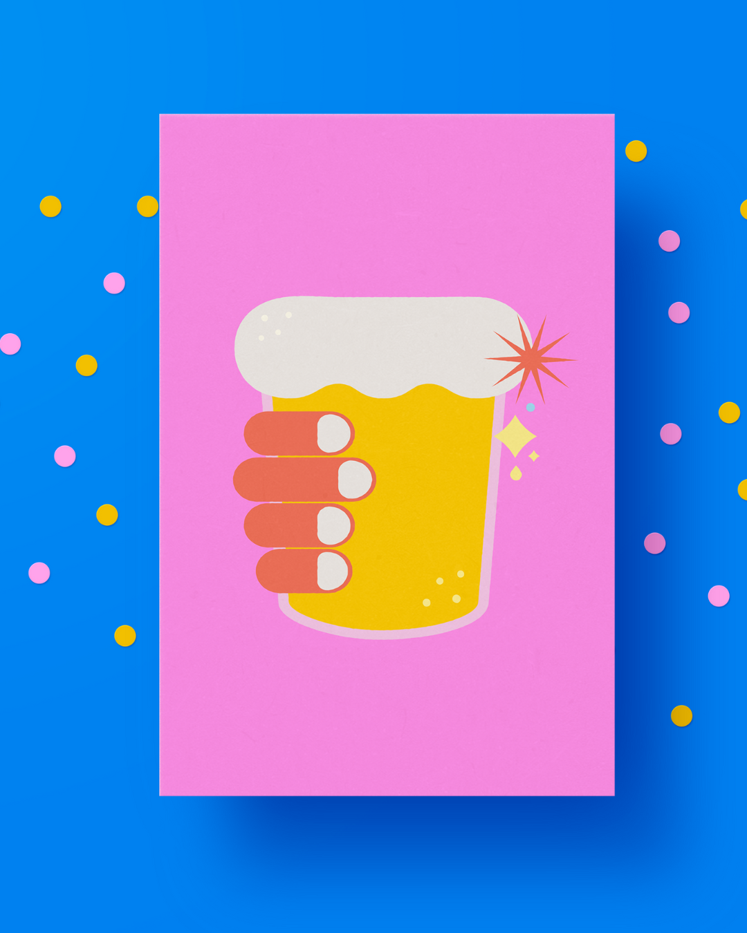 Beer in hand postcard