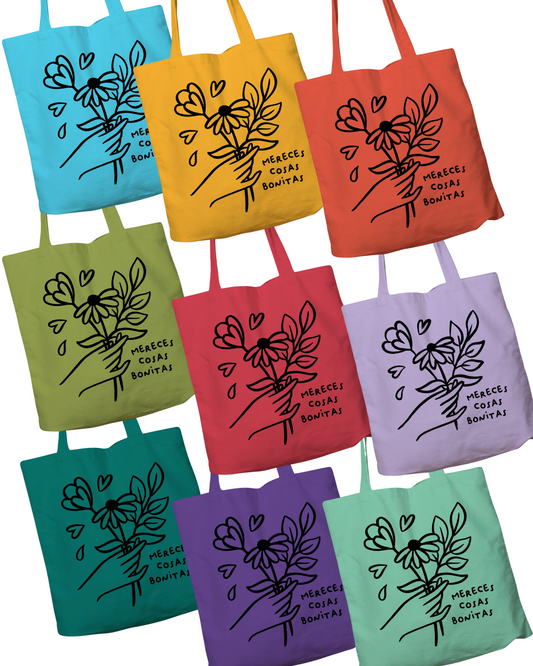 Totebag Mereces cosas bonitas 140g - Varios colores